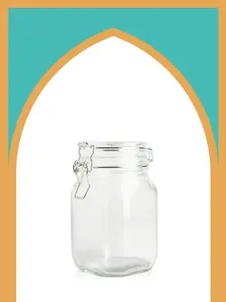 بانکه شیشه‌ای چفتی سایز 2 با درب شیشه‌ای | 1100 سی‌سی | بسته 1 عددی