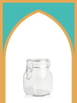 بانکه شیشه‌ای چفتی سایز 3 با درب شیشه‌ای | 750 سی‌سی | بسته 1 عددی