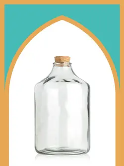 بطری شیشه‌ای آمازون خیلی بزرگ با درب چوب پنبه‌ای | 3 لیتری | بسته 1 عددی