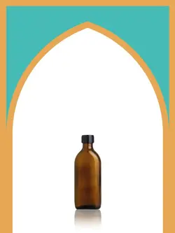 بطری شیشه‌ای باروک قهوه‌ای با درب پلاستیکی | 150 سی‌سی | بسته 100 تایی