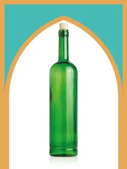 بطری شیشه‌ای پردیس سبز با درب چوب پنبه‌ای | یک لیتری | بسته 14 تایی