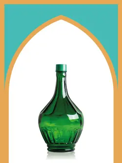 بطری شیشه‌ای سبز خمره‌ای کوچک با درب پلاستیکی | 2 لیتری | بسته 5 تایی