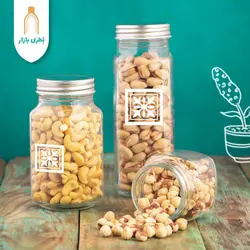 جار شیشه‌ای صاحبقرانیه سایز 4 با درب فلزی | 450 سی‌سی | بسته 48 تایی
