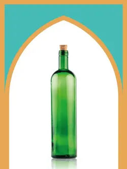 بطری شیشه‌ای سبز تکوک متوسط با درب چوب پنبه‌ای | 750 سی‌سی | بسته 20 تایی