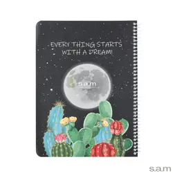 دفتر وزیری فانتزی طرح ماه و کاکتوس