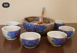 ست کاسه و پیاله و قاشق تذهیب کاری شده