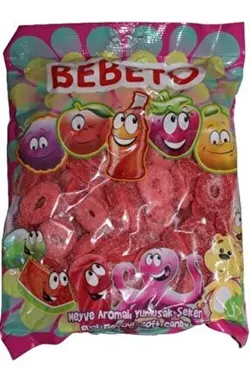 پاستیل ببتو یک کیلویی توت فرنگی حلقه ای  با تاریخ انقضا ۲۱ ماهه