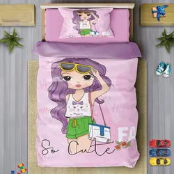 سرویس روتختی دخترانه چیداری مدل 7007 یک نفره 4 تکه