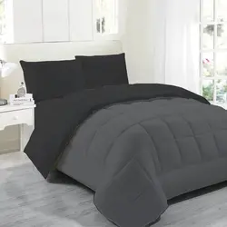 سرویس روتختی دو رنگ چیداری طوسی تیره مشکی یک نفره سه تکه