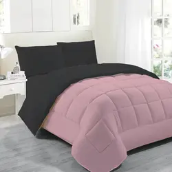 سرویس روتختی دو رنگ چیداری صورتی مشکی یک نفره سه تکه