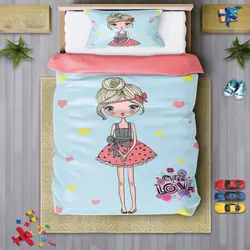 سرویس روتختی دخترانه چیداری مدل 7203 یک نفره 4 تکه