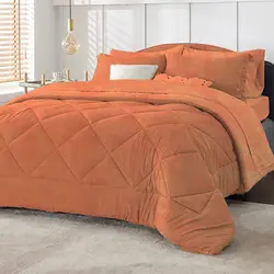 روتختی ترک طرح پتینه نارنجی دو نفره چهار تکه - چیداری