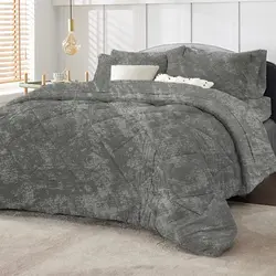 روتختی ترک طرح پتینه طوسی فیلی دو نفره چهار تکه - چیداری