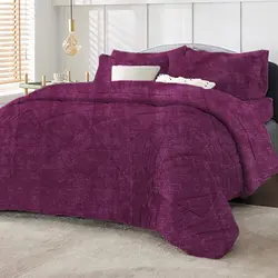 روتختی ترک طرح پتینه بنفش دو نفره چهار تکه - چیداری