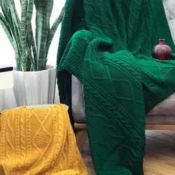 شال مبل بافتنی چیداری رنگ سبز