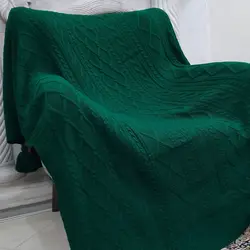 شال مبل بافتنی چیداری رنگ سبز