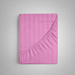 سرویس ملحفه هتلی چیداری رنگ صورتی یک نفره دو تکه