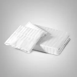 سرویس ملحفه هتلی چیداری رنگ سفید یک نفره دو تکه