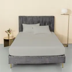 سرویس ملحفه میکرو چیداری رنگ نقره ای یک نفره دو تکه