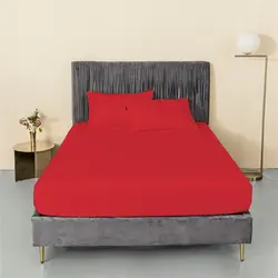 سرویس ملحفه میکرو چیداری رنگ قرمز یک نفره دو تکه