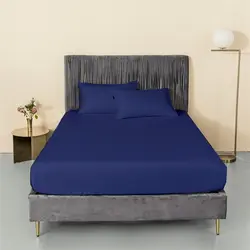 سرویس ملحفه میکرو چیداری رنگ سرمه ای یک نفره دو تکه