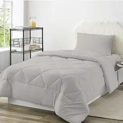 سرویس روتختی میکرو چیداری نقره ای یک نفره سه تکه+لحاف