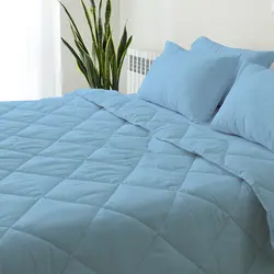 سرویس روتختی میکرو چیداری آبی روشن یک نفره سه تکه+لحاف