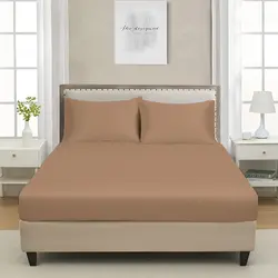 سرویس روتختی دو رنگ چیداری قهوه ای روشن یک نفره سه تکه