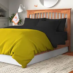 سرویس روتختی کاوری دورنگ چیداری زرد مشکی دو نفره چهار تکه