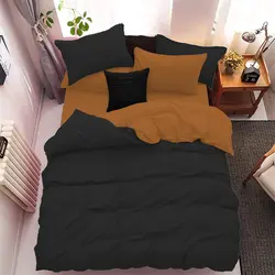 سرویس روتختی کاوری دورنگ چیداری قهوه ای مشکی یک نفره سه تکه