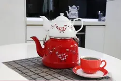 کتری قوری لعابی دسته بالا