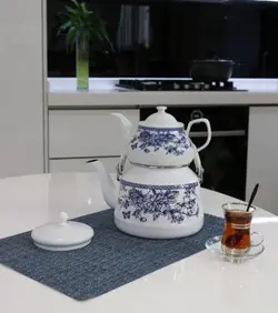 کتری قوری لعابی دسته بالا