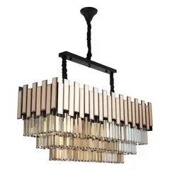 لوستر چشمه نور 12 شعله کریستالی کد MO4422/80 مشکی - دکورشاپ