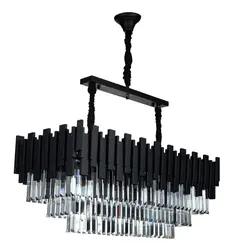 لوستر چشمه نور 12 شعله کریستالی کد MO4421/80 مشکی - دکورشاپ