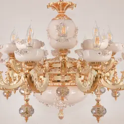 لوستر چشمه نور 20 شعله کد 3654 آلومینیوم با سرامیک آبکاری طلایی با رنگ سفید - دکورشاپ فروشگاه آنلاین لوستر و دکوری