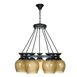 لوستر 7 شعله چشمه نور کد 1902/7BK مشکی - دکورشاپ فروشگاه آنلاین لوستر و لوازم دکوری