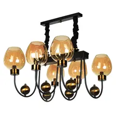 لوستر لاینر 6 شعله چشمه نور کد 1704/6 مشکی نسکافه ای - دکورشاپ