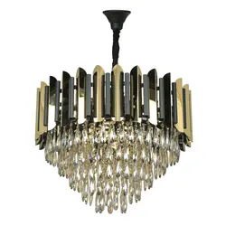 لوستر چشمه نور کد N2416/60 طلایی مشکی با کريستال - دکورشاپ