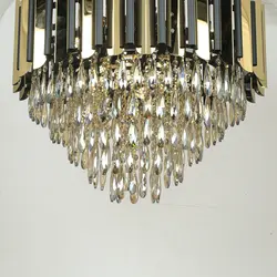 لوستر چشمه نور کد N2416/60 طلایی مشکی با کريستال - دکورشاپ