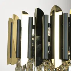 لوستر چشمه نور کد N2416/60 طلایی مشکی با کريستال - دکورشاپ