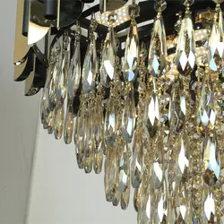 لوستر چشمه نور کد N2416/60 طلایی مشکی با کريستال - دکورشاپ