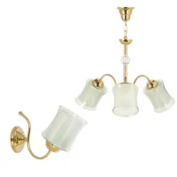 لوستر و چراغ دیواری چشمه نور کد A833/3-1-G-Pro مجموعه دو عددی - دکورشاپ