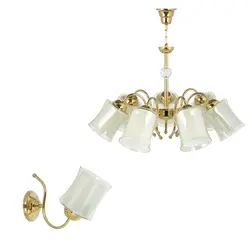 لوستر و چراغ دیواری چشمه نور کد A833/7-1-Pro مجموعه دو عددی - دکورشاپ