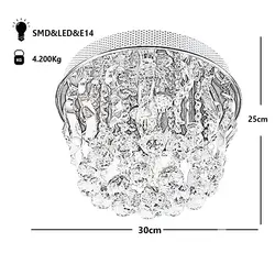 لوستر سقفی کریستالی چشمه نور کد A6638/30-C-S کروم - دکورشاپ فروشگاه آنلاین لوستر و دکوری