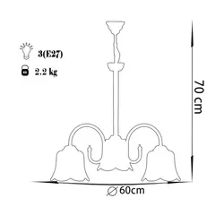 لوستر 3 شعله چشمه نور کد 809/3C کروم - دکورشاپ