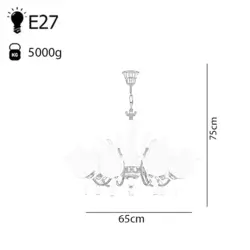 لوستر چشمه نور هفت شعله کد A808/7CWT کروم - دکورشاپ فروشگاه آنلاین لوستر