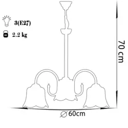لوستر 3 شعله چشمه نور کد 809/3G طلایی - دکورشاپ