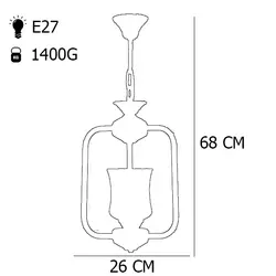 چراغ آویز تک شعله چشمه نور مدل H2620/1H-A آنتیک - دکورشاپ