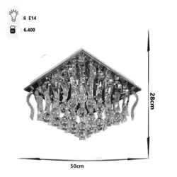لوستر سقفی کریستالی چشمه نور کد A6638/50-50-S-C کروم (ریموت دار) - دکورشاپ فروشگاه آنلاین لوستر و لوازم دکوری