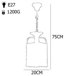 چراغ آویز چشمه نور تک شعله کد H6636/1H-G طلایی - دکورشاپ فروشگاه آنلاین لوستر